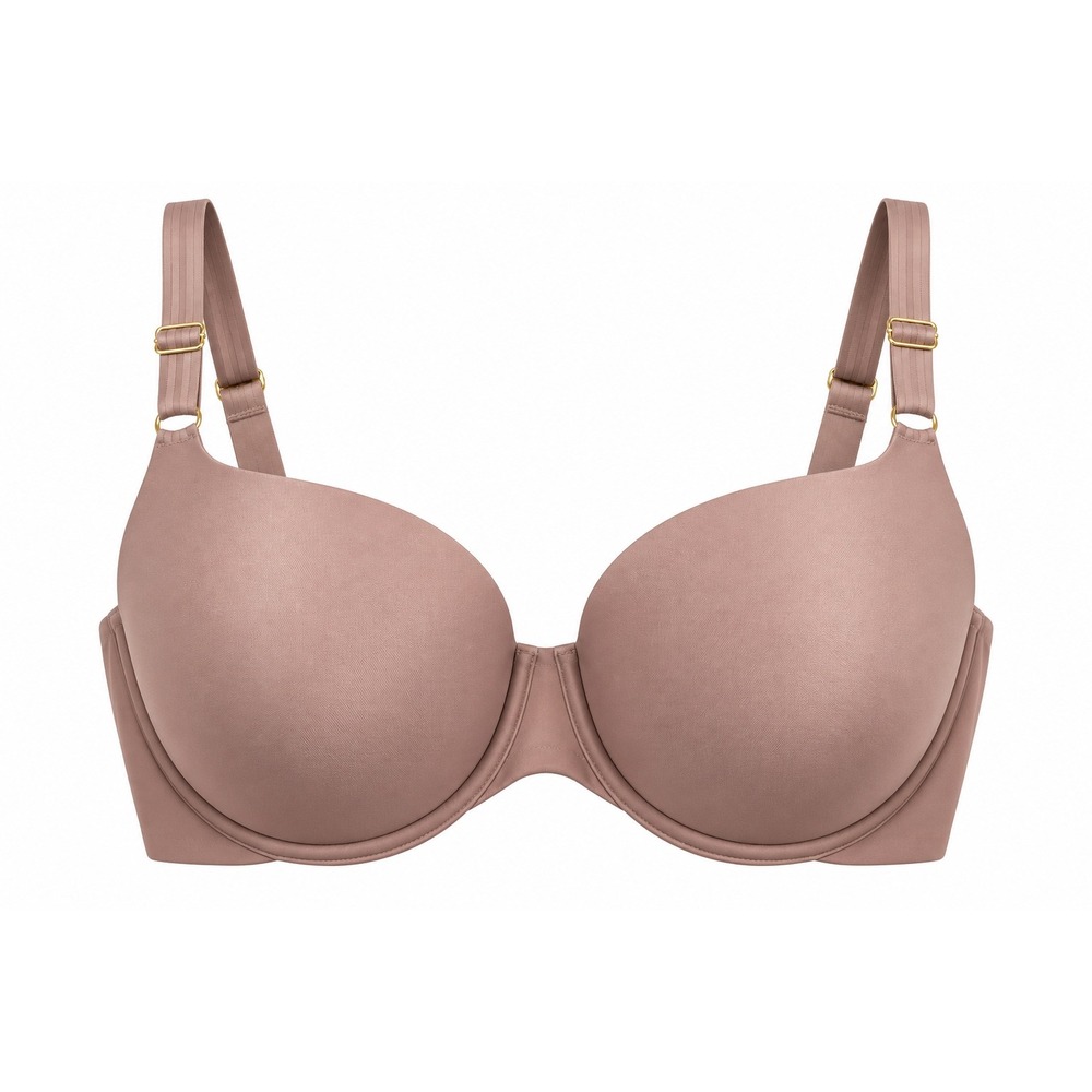 Joyspun Smoothing T-Shirt Bra 36DDD Underwire Gold Hardware NEW brown intimates